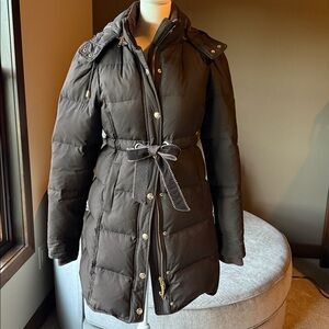 Brown Puffer Coat with Belt